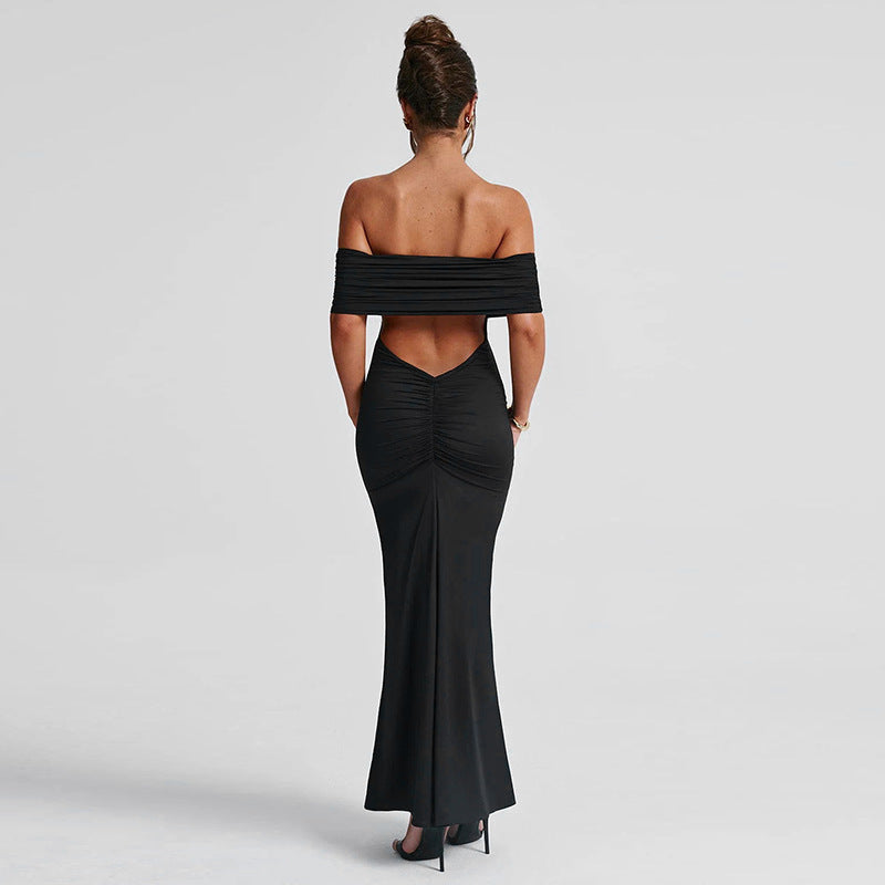 Maxi jurk off-shoulder met open rug – Noa