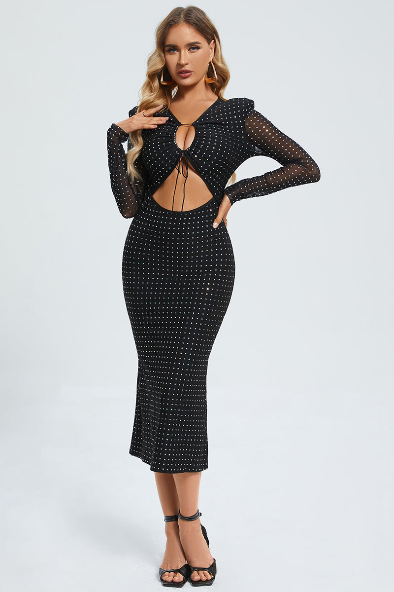 Maxi avondjurk met cut-outs en glinsterdetails – Ayleen