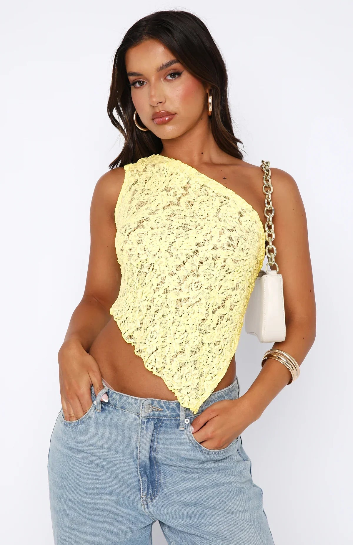 Lace Top Asymmetrisch Design Trendy Festival Look – Mila