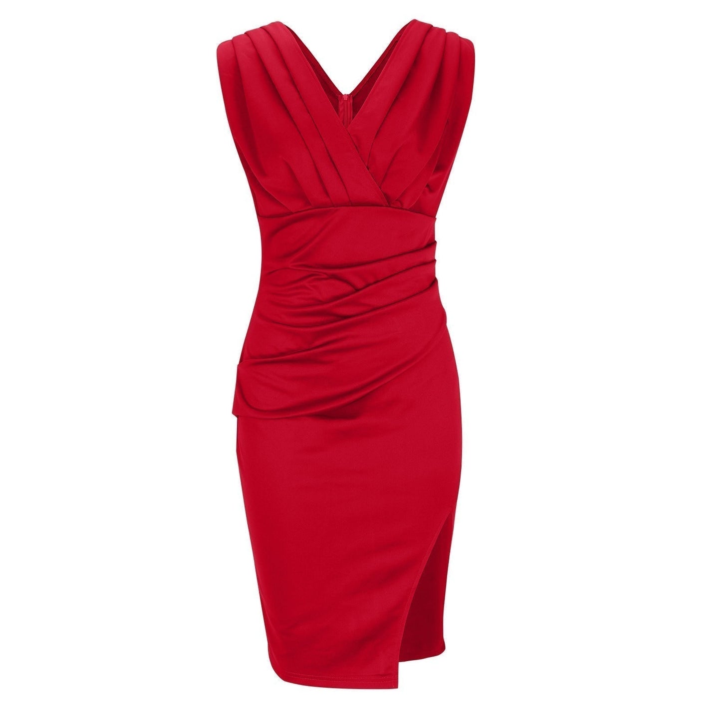 Elegante damesjurk V-hals split getailleerd chic – Melvaria