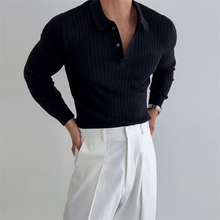 Slim Fit Lange Mouwen Polo Shirt Heren – Christian