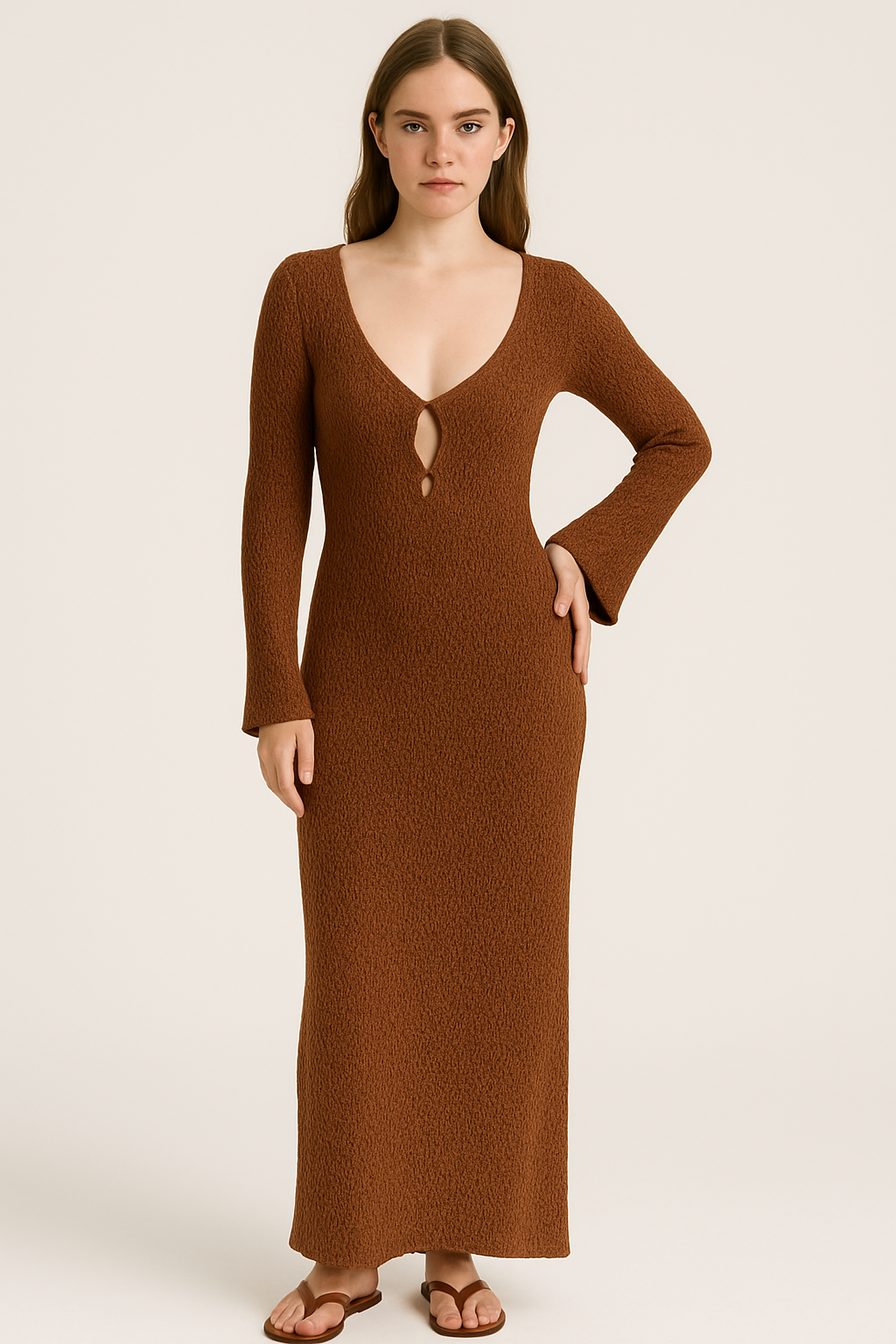 Maxi dames cover-up jurk met open rug en stijl – Veonelle