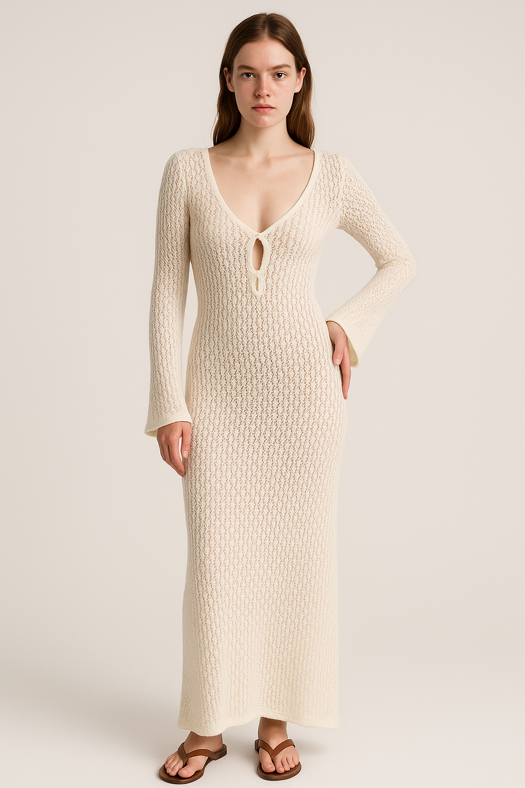 Maxi dames cover-up jurk met open rug en stijl – Veonelle