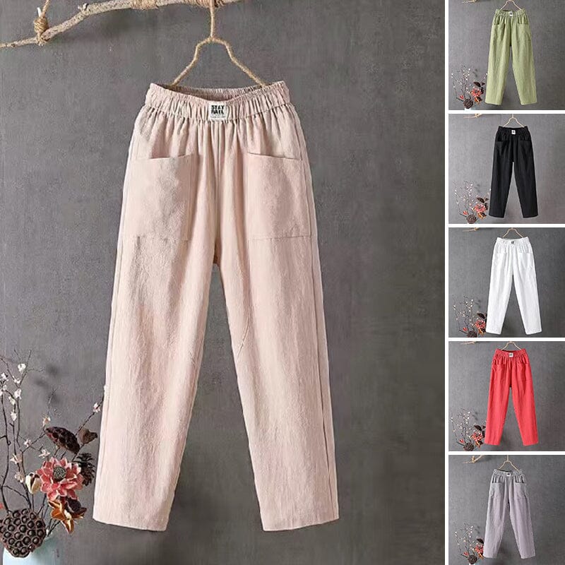 Dames Linnen Broek Hoge Taille Comfort Zomer – Felora