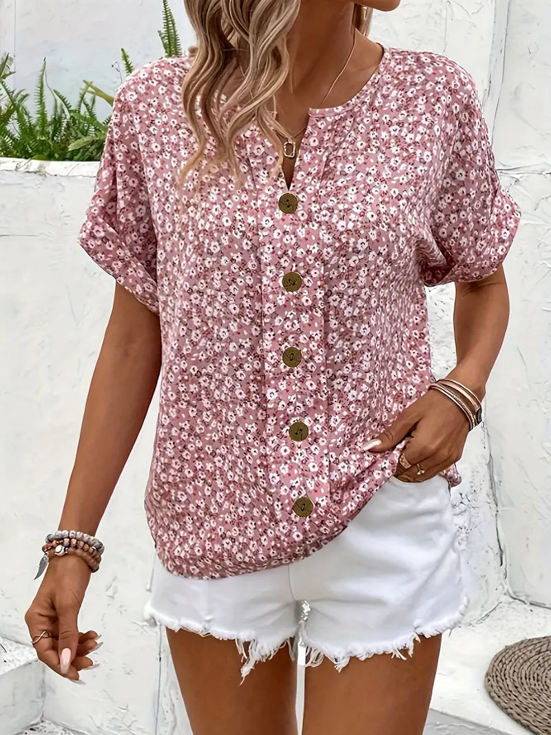 Luchtige damesblouse met bloemenprint en losse pasvorm – Mirelia
