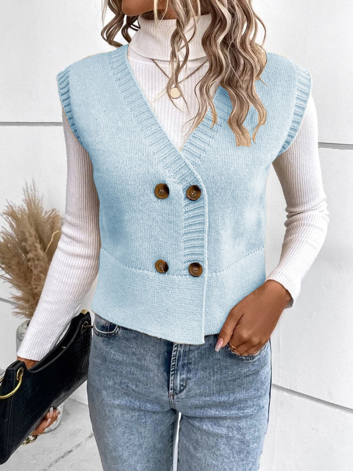 Stijlvolle V-hals cardigan met knopen – Emma