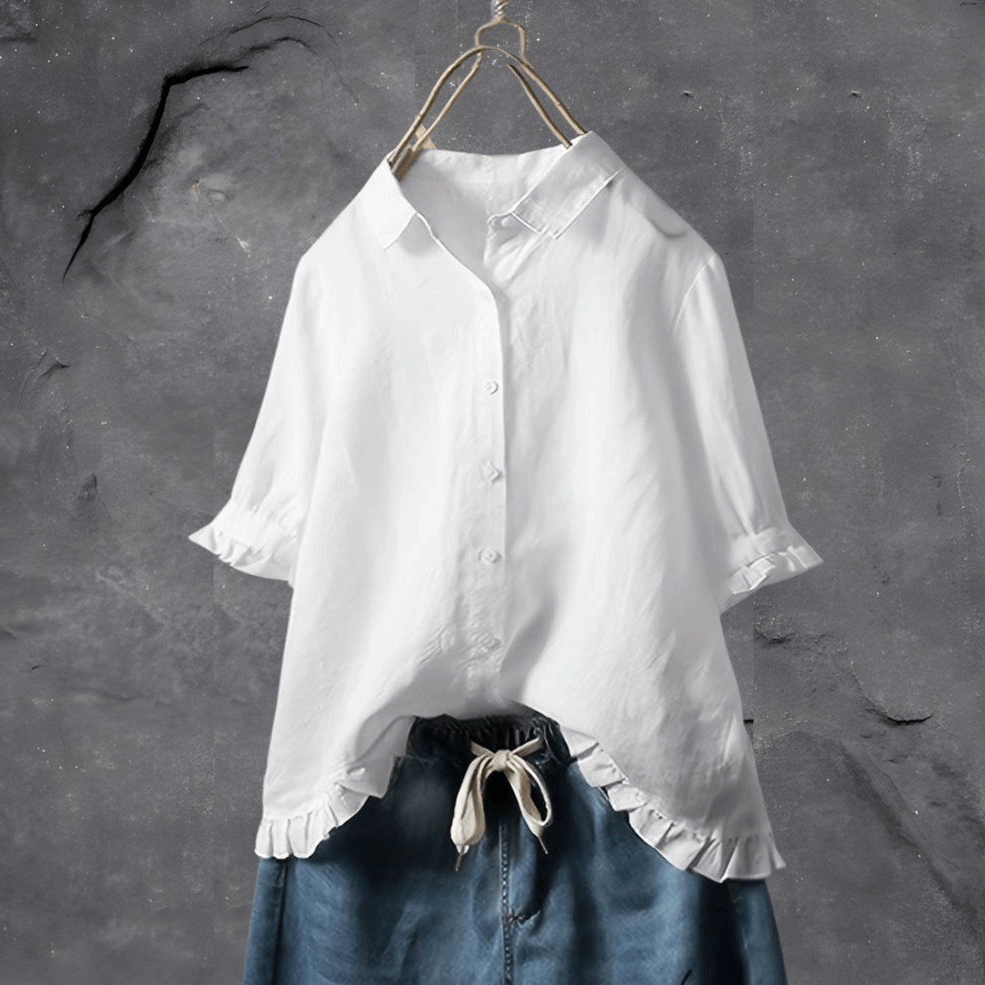 Stijlvolle Losse Blouse Met Knoopsluiting Voor Dames - Alicia