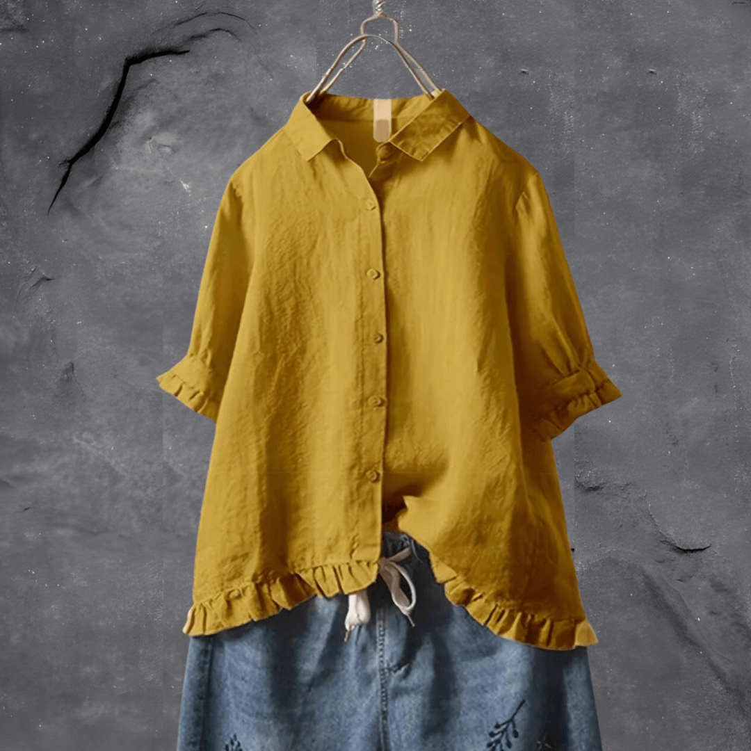 Stijlvolle Losse Blouse Met Knoopsluiting Voor Dames - Alicia