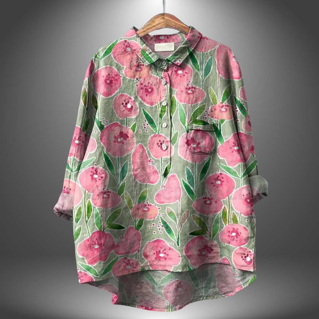 Dames Handgemaakte Bloemenblouse Ademend Comfort Elegant – Evelise