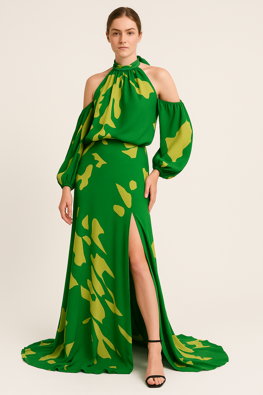 Off-shoulder maxi-jurk met tailleband – Valentina