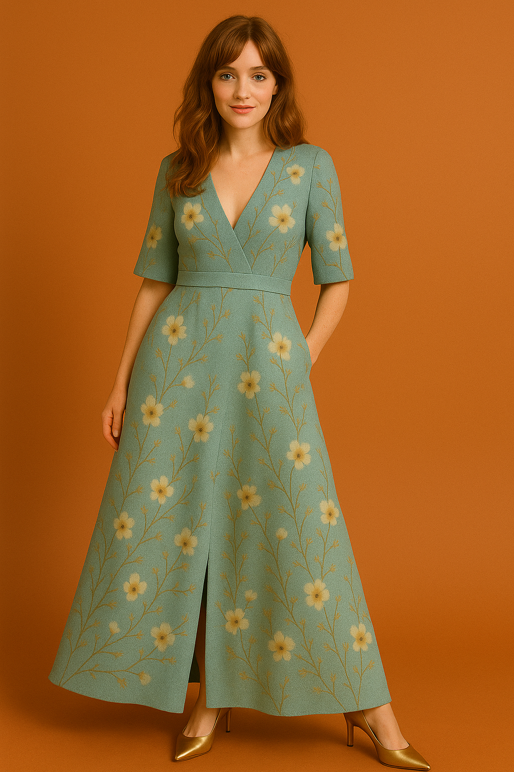 Zomerse lange damesjurk bloemenprint elegant design – Lotte
