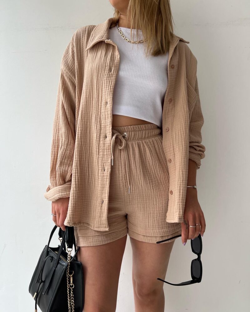 Zomer dames set met korte broek en kraag – Elvía