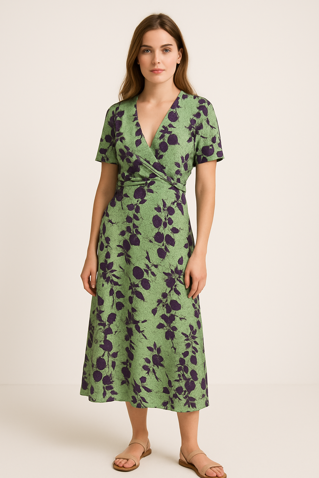 Bloemenwikkeljurk met ademend comfort en elegantie – Florentia