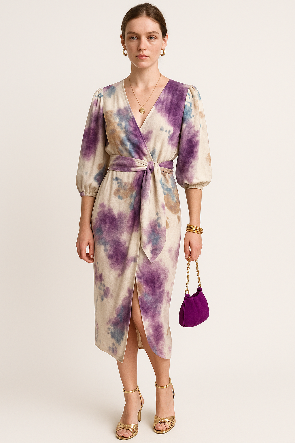 Elegante Paarse V-Halsjurk voor Dames – Larissa