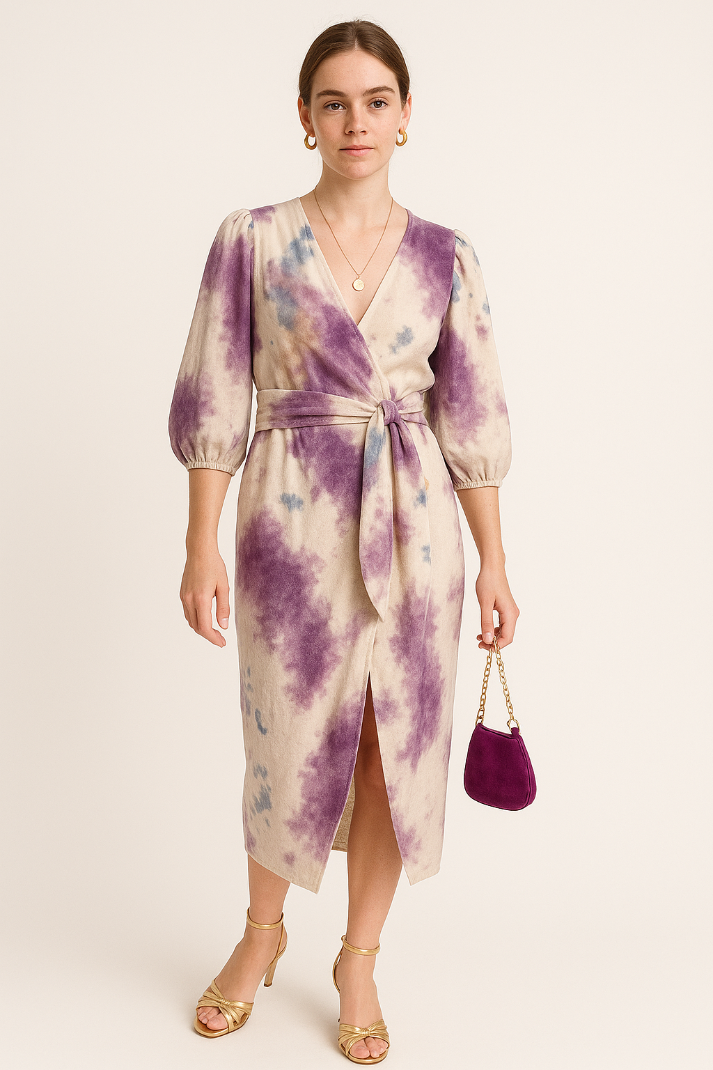 Elegante Paarse V-Halsjurk voor Dames – Larissa