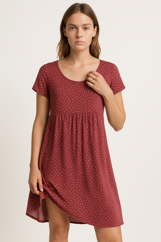 Bohemian damesjurk met V-hals en luchtige stof – Signe