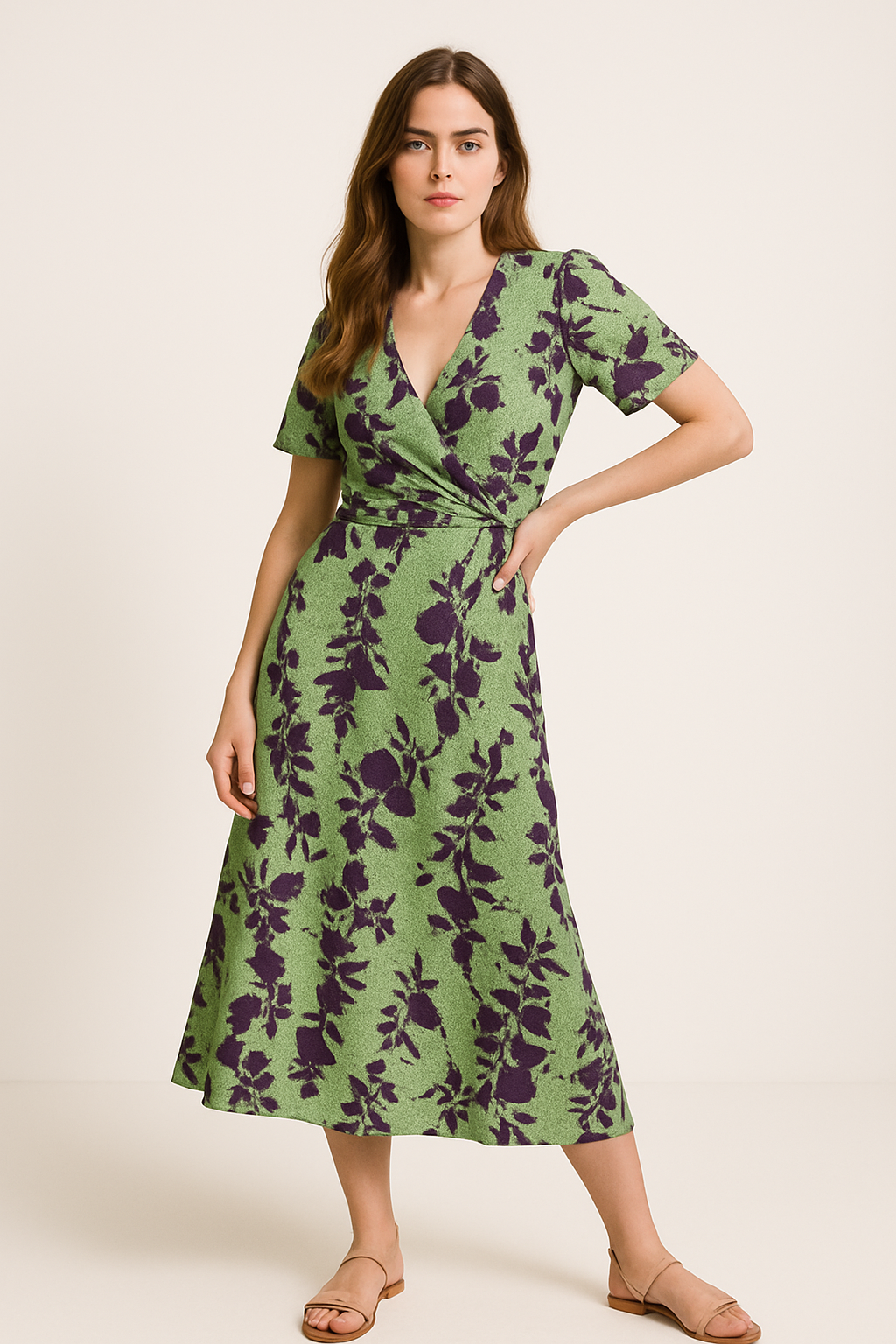 Bloemenwikkeljurk met ademend comfort en elegantie – Florentia