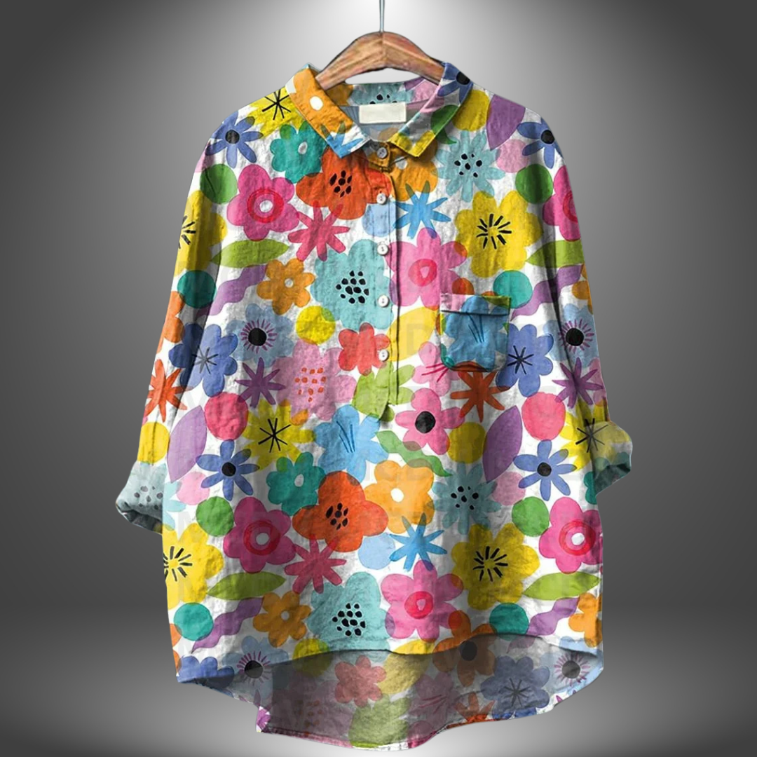 Dames Handgemaakte Bloemenblouse Ademend Comfort Elegant – Evelise