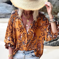Boho losse blouse met natuurprint voor dames – Yara