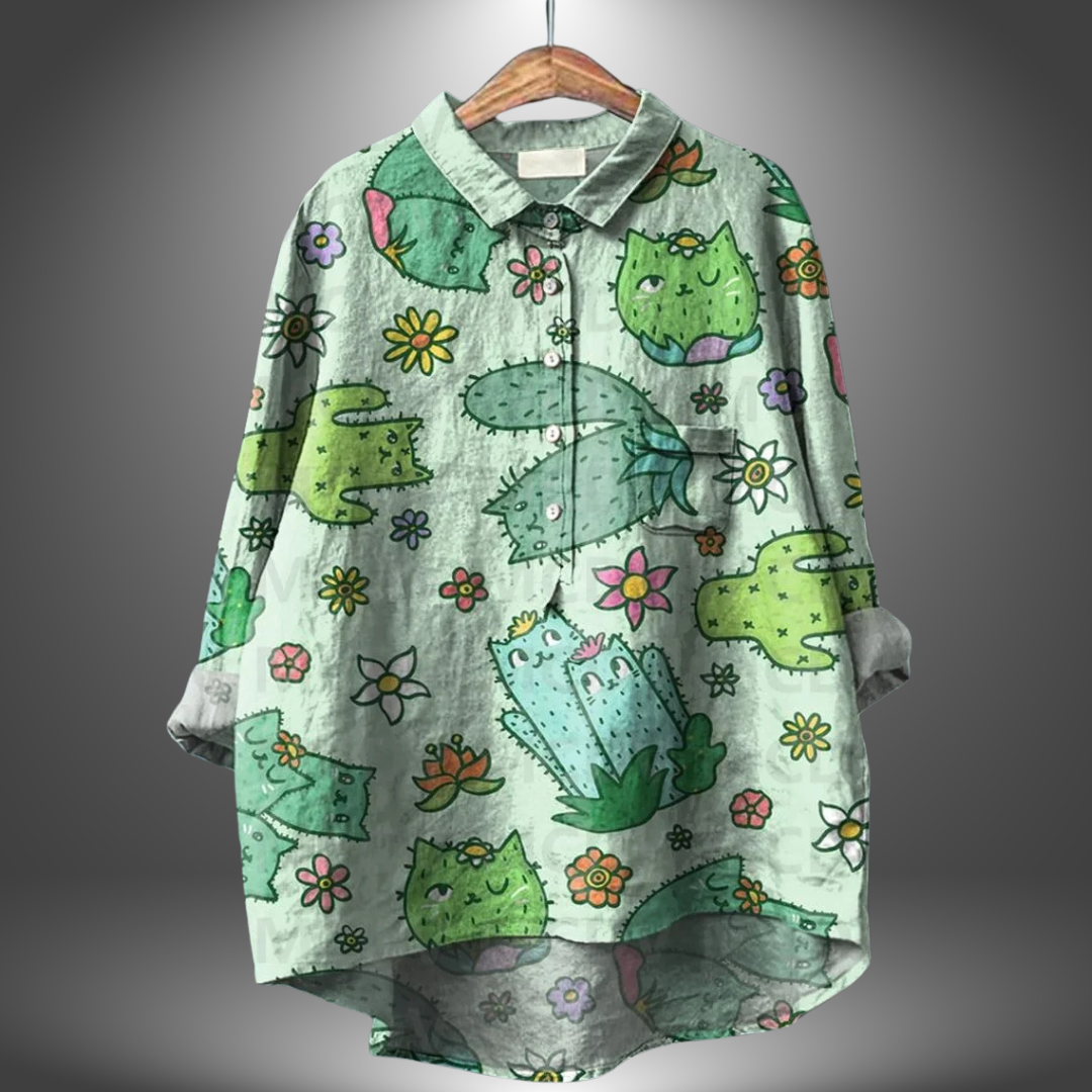 Dames Handgemaakte Bloemenblouse Ademend Comfort Elegant – Evelise