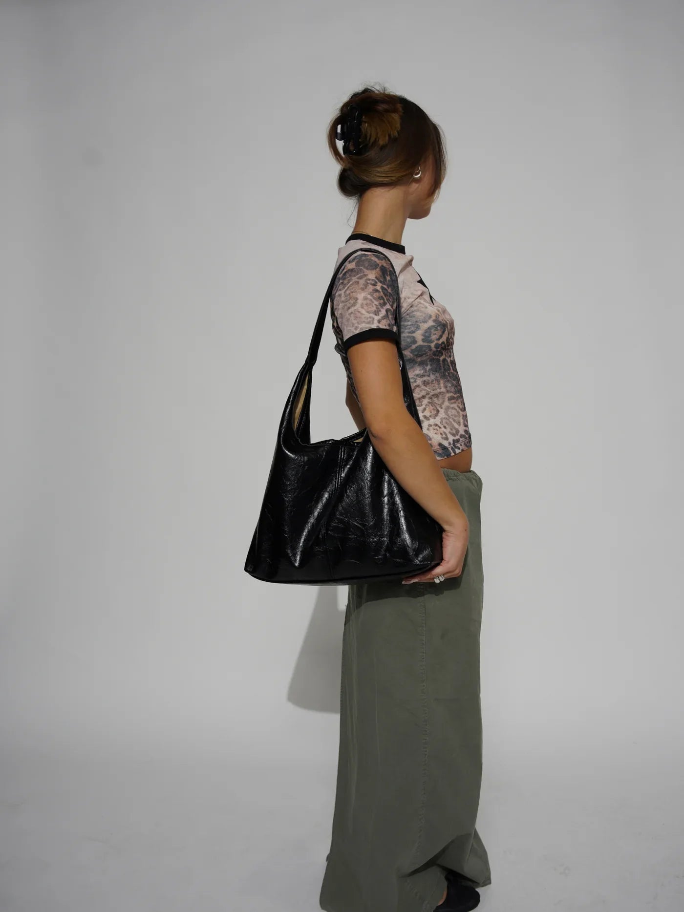 Vegan leren schoudertas met clutch – Meravi