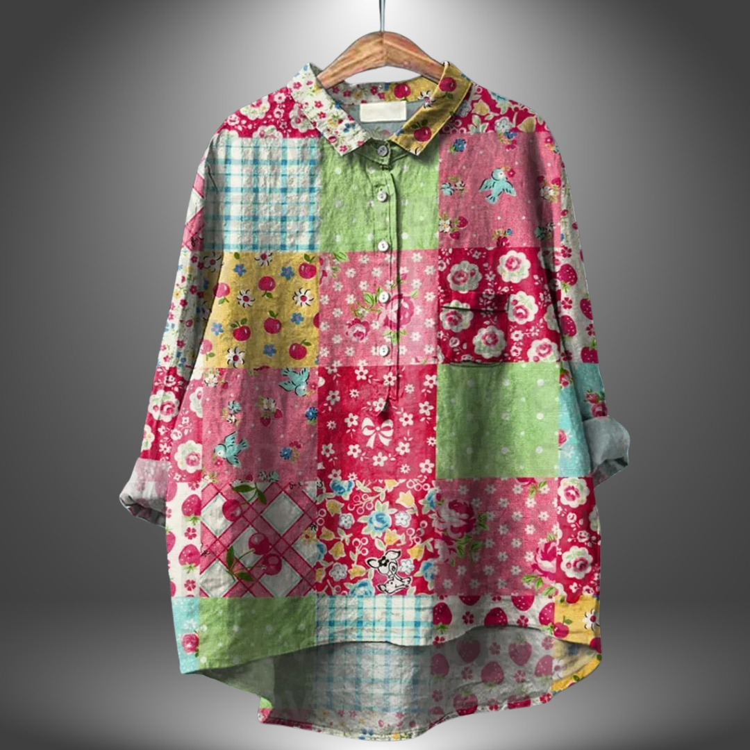 Dames Handgemaakte Bloemenblouse Ademend Comfort Elegant – Evelise