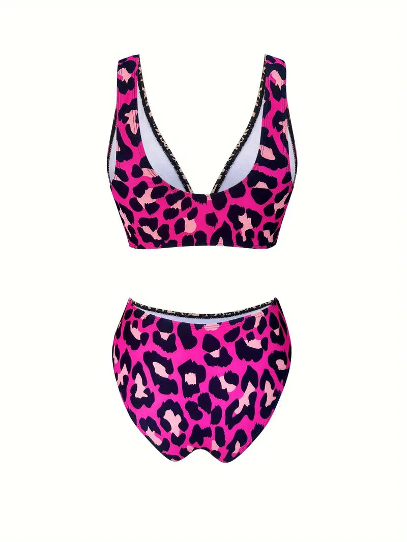 Panterprint bikini dames V-hals hoog model – Zayenna