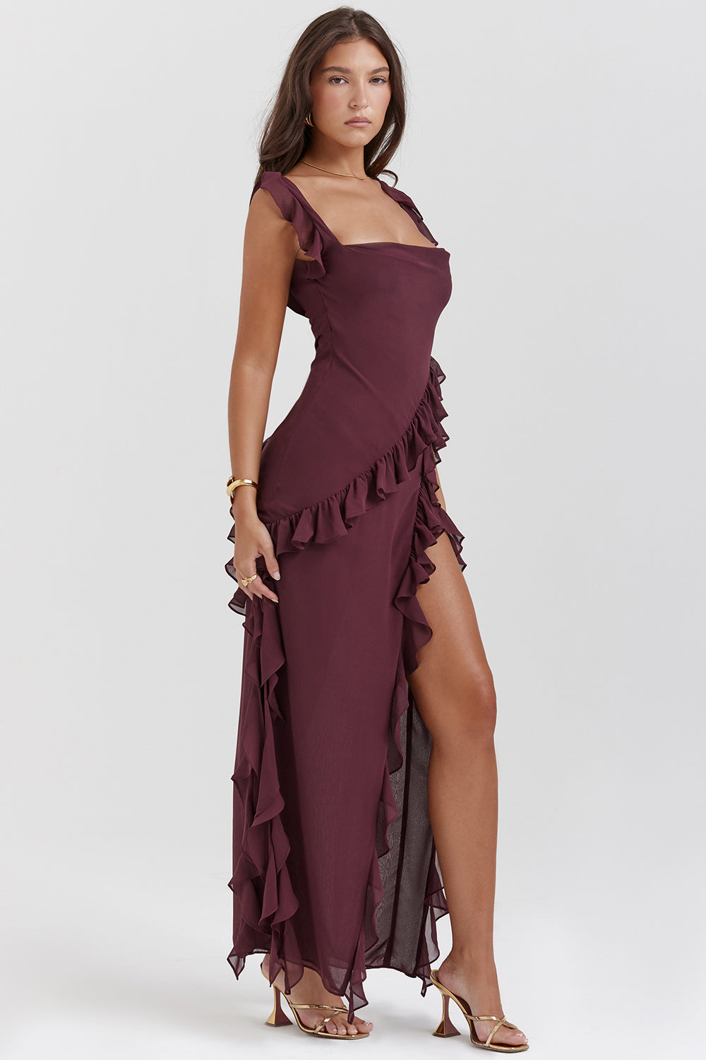 Zomerjurk Sexy Ruches Lang Elegant Design – Yasmine