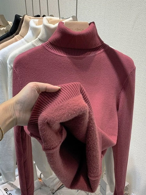 Luxe fluweel gevoerde coltrui voor winter – Camille