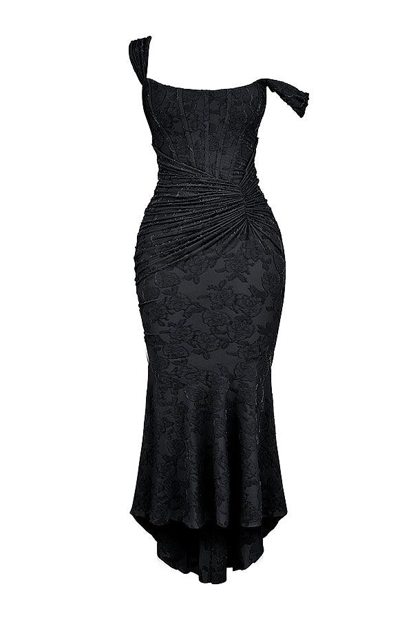 Getextureerde maxi-jurk met elegante pasvorm – Amelie