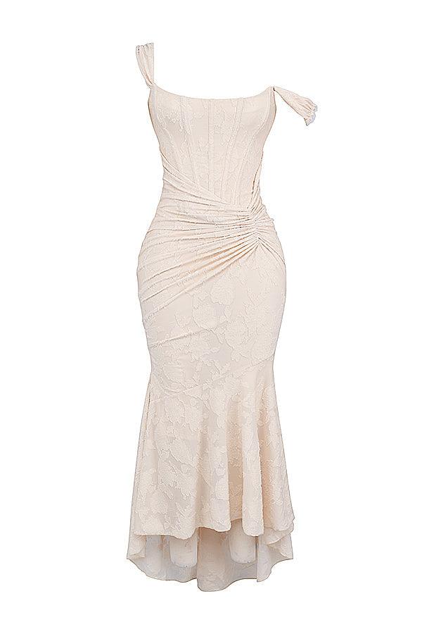 Getextureerde maxi-jurk met elegante pasvorm – Amelie
