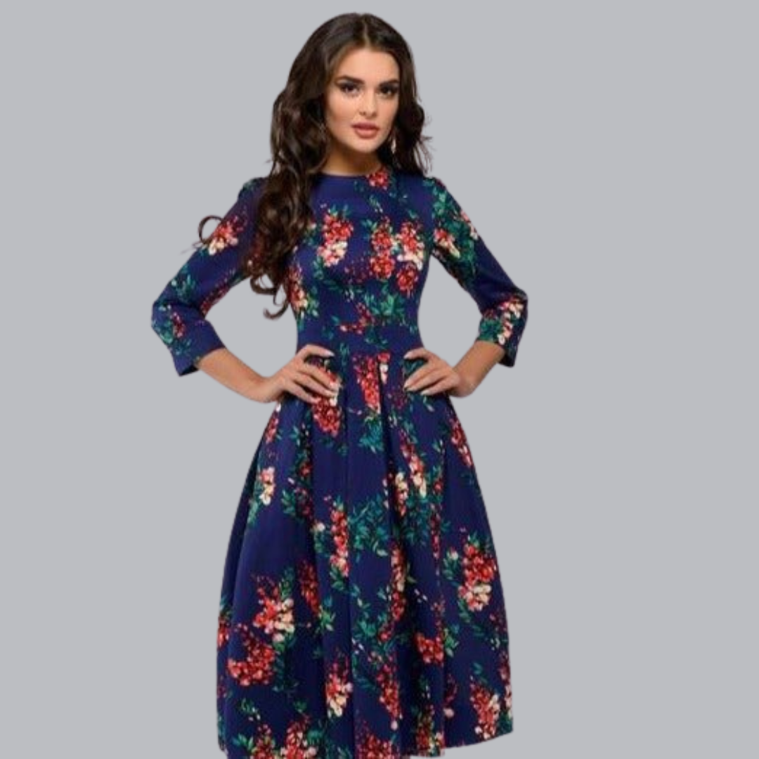 Romantische bloemenjurk met elegante pasvorm – Elodie