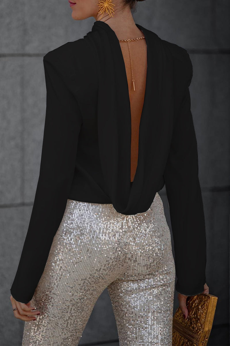 Backless blouse met sjaalkraag voor dames – Noëlle