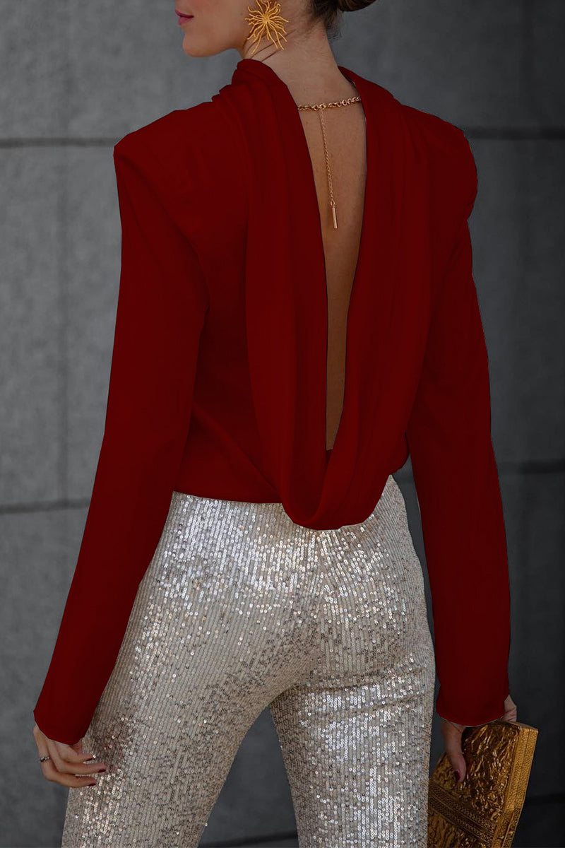 Backless blouse met sjaalkraag voor dames – Noëlle