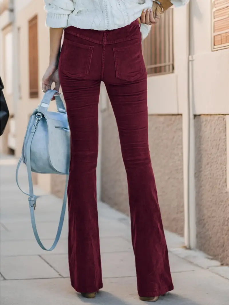 Corduroy broek met wijde pijpen voor dames – Sophie