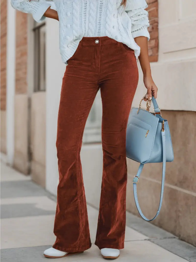 Corduroy broek met wijde pijpen voor dames – Sophie