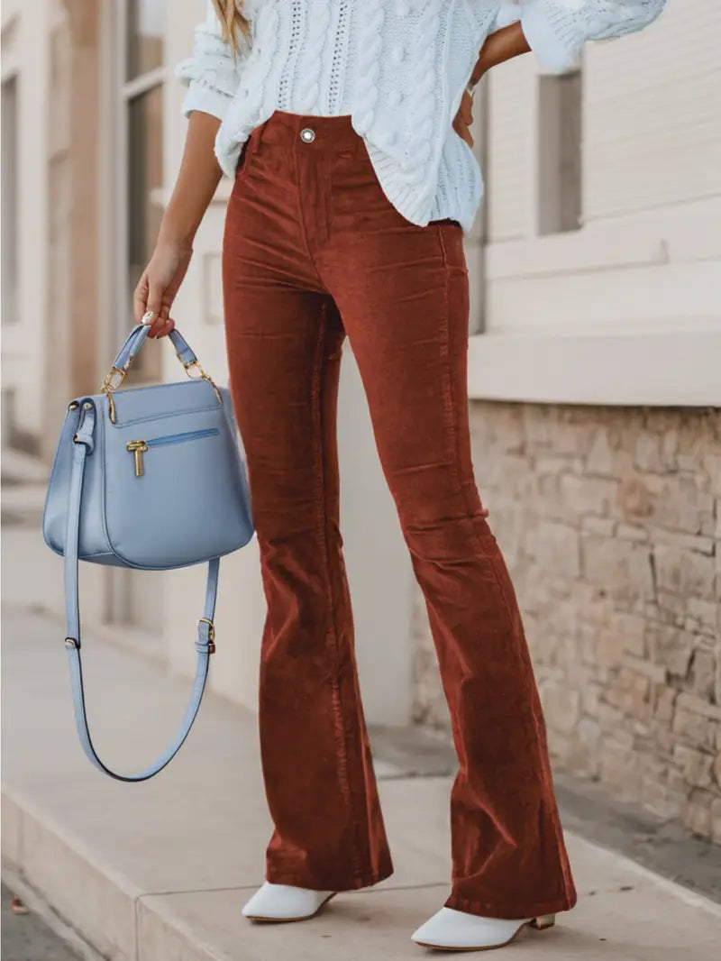Corduroy broek met wijde pijpen voor dames – Sophie