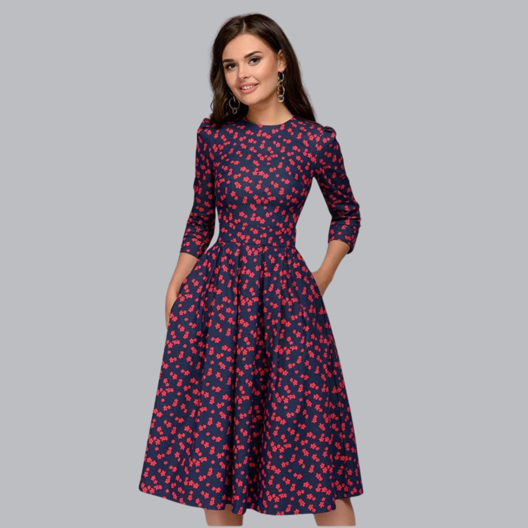 Romantische bloemenjurk met elegante pasvorm – Elodie