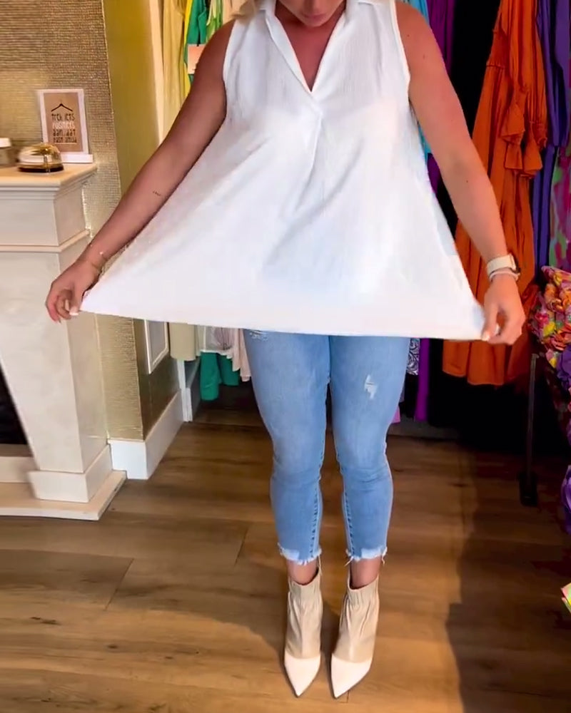 Dames top effen mouwloos zomer casual – Lureva