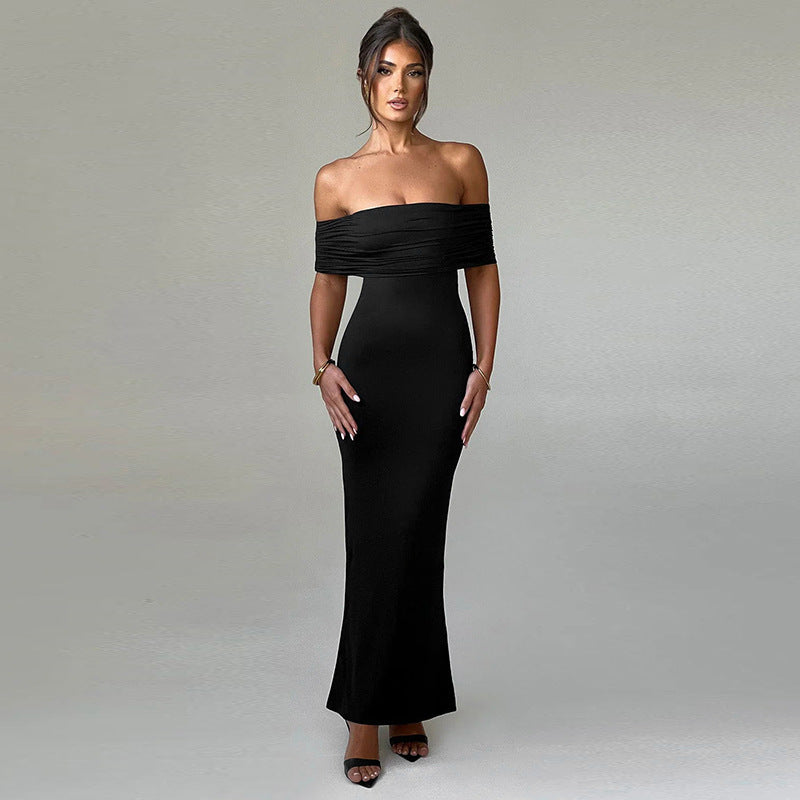 Maxi jurk off-shoulder met open rug – Noa