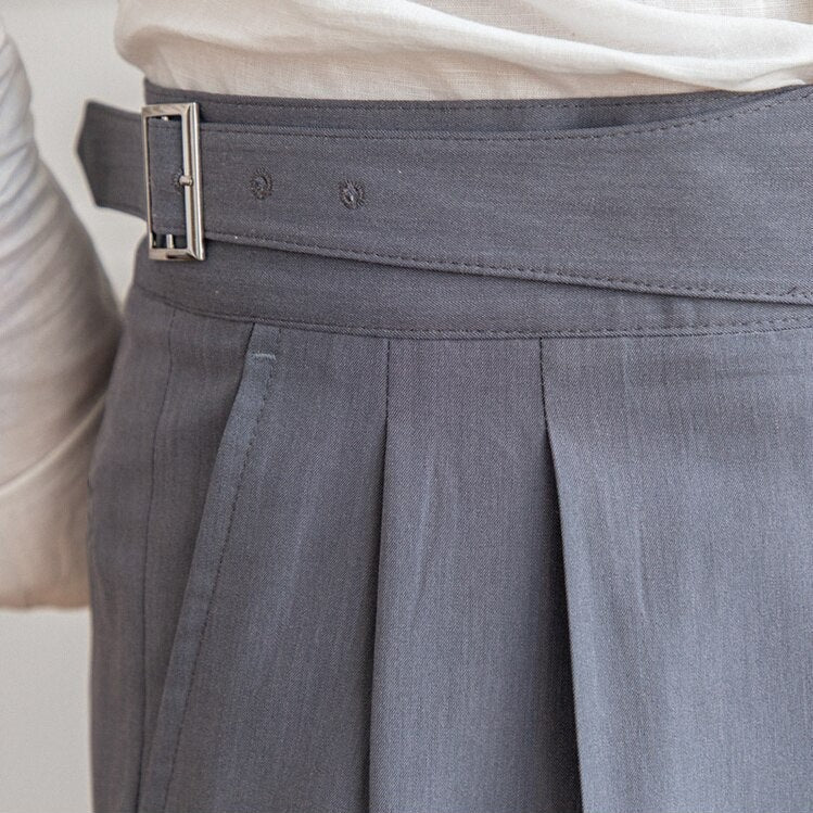 Klassieke Hoge Taille Buckle Dress Pants voor Heren - Mark