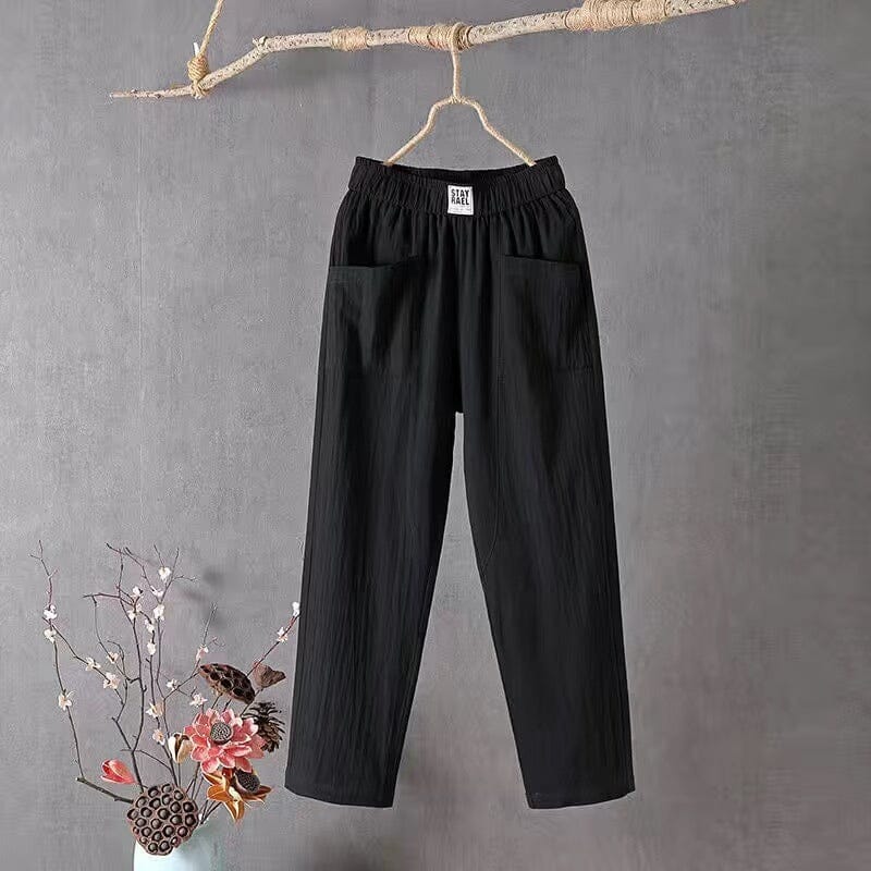 Dames Linnen Broek Hoge Taille Comfort Zomer – Felora