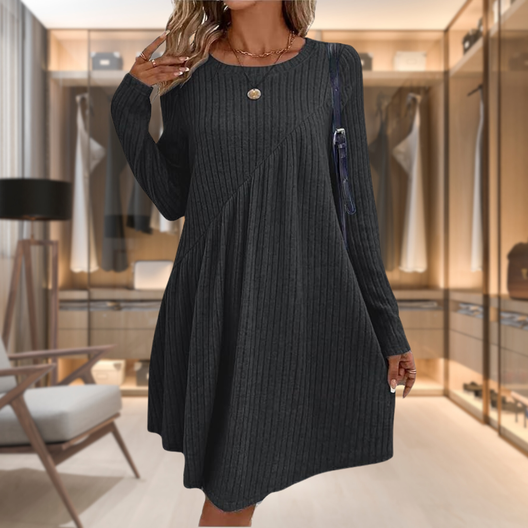 Dames jurk lang mouw herfst comfortabel stijlvol – Renalya