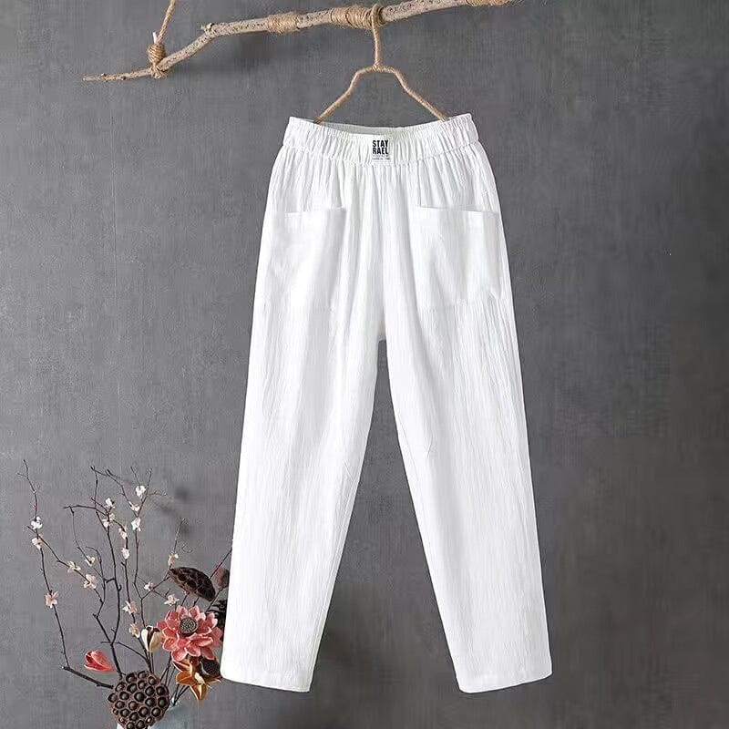 Dames Linnen Broek Hoge Taille Comfort Zomer – Felora
