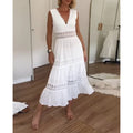 Kant midi zomerjurk met V-hals – Elena