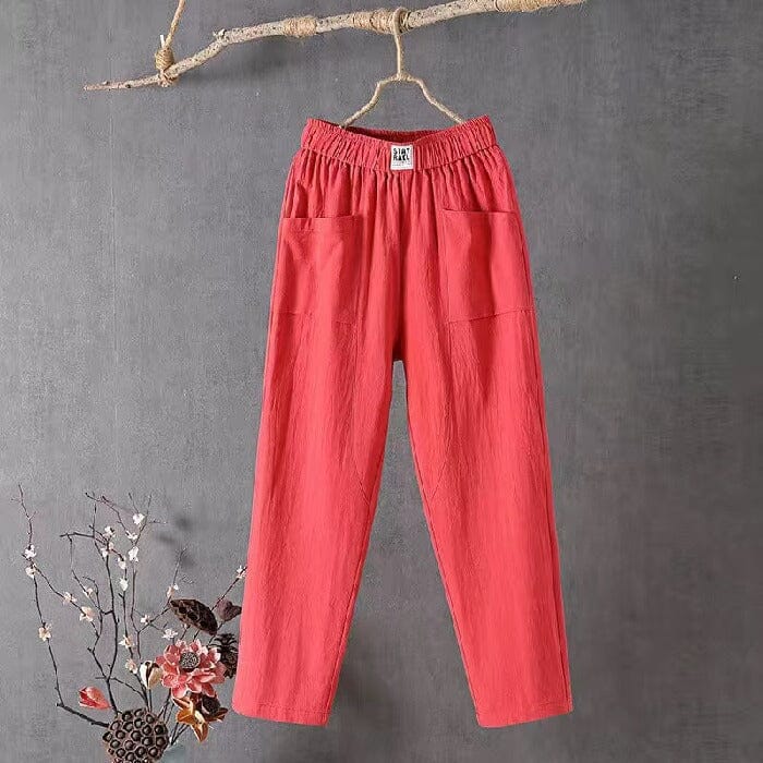 Dames Linnen Broek Hoge Taille Comfort Zomer – Felora