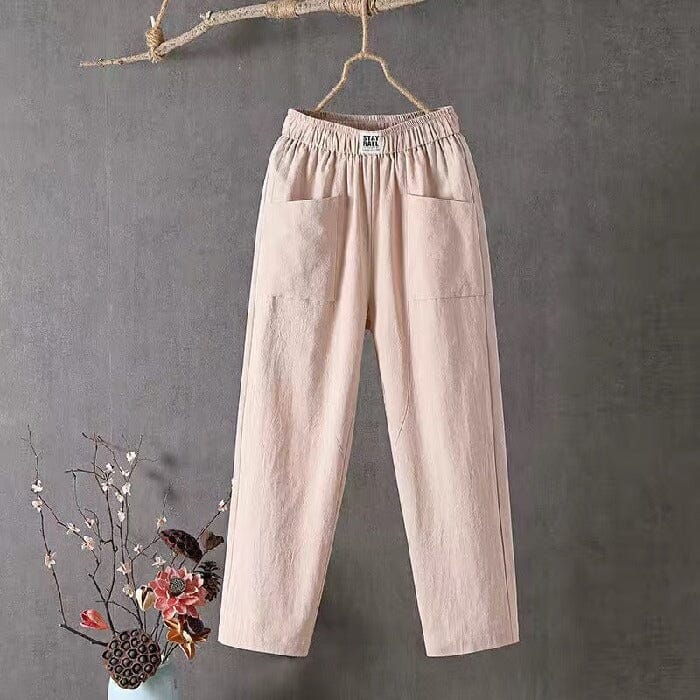 Dames Linnen Broek Hoge Taille Comfort Zomer – Felora