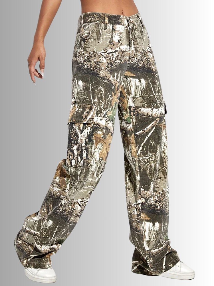 High Waist Cargobroek voor Dames met Camouflageprint – Zantara