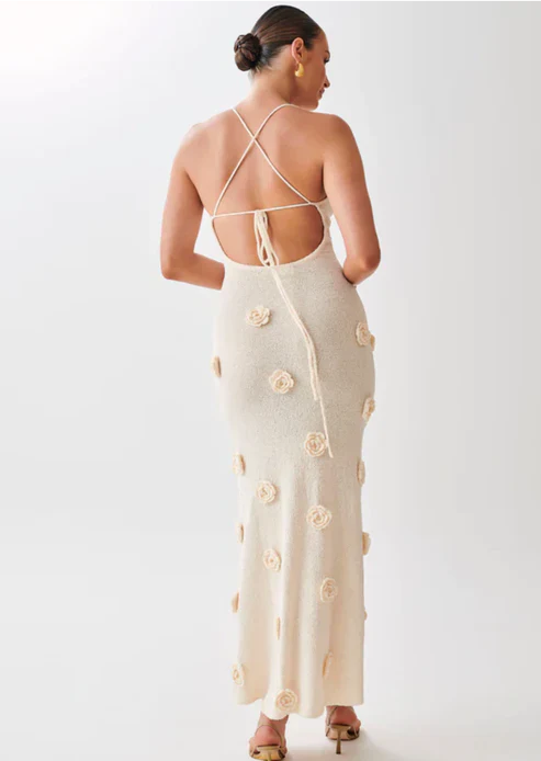 Gebreide maxi zomerjurk met open rug dames – Livia