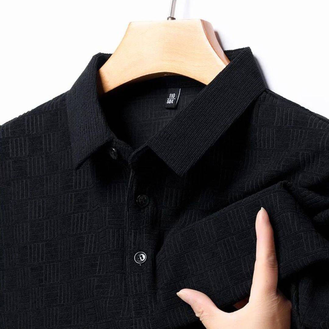 Textuur Ruit Katoen-Hennep Polo Shirt voor Heren – Victor